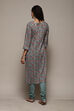 Sea Green Cotton Handloom Unstitched Suit Set image number 5