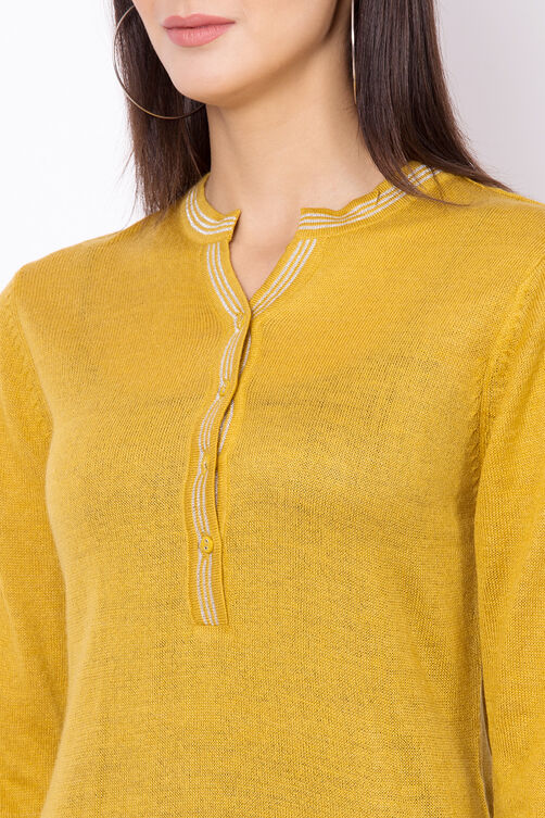 Rust Acrylic And Wool Straight Solid Kurta image number 1