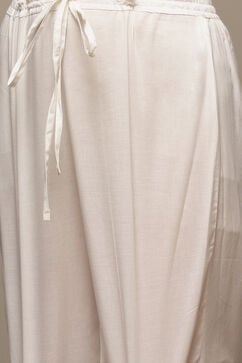 White & Pink Cotton Gathered Kurta Pants Suit Set image number 3