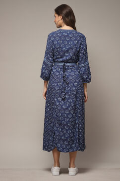 Indigo LIVA A-Line Printed Dress image number 2