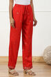 Red Printed Regular Fit Straight Pants image number 3