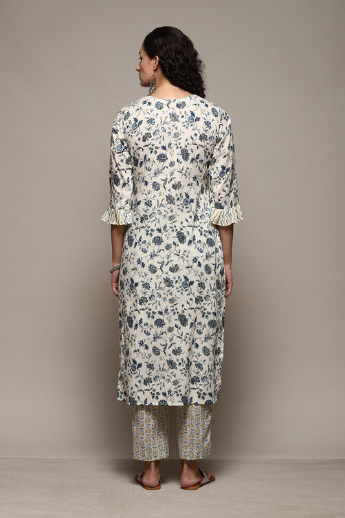 Blue Cotton Printed Unstitched Suit Set image number 5