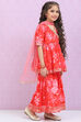 Coral Red Cotton Straight  Kurta Palazzo Suit Set image number 6