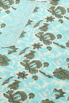 Green Cotton Printed Unstitched Suit Set image number 2