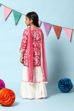 Berry Pink Cotton Straight Kurta Sharara Suit Set image number 4