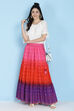 Red Cotton Tiered Skirt image number 4