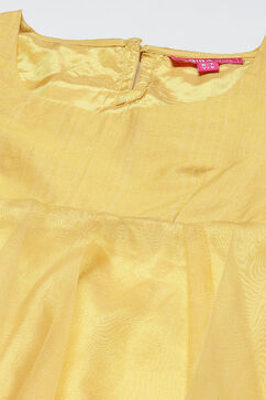 Mustard Yellow Art Silk Anarkali with Jacket Kurta Churidar Suit Set image number 2