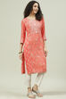 Coral Rayon Straight Printed Kurta image number 3