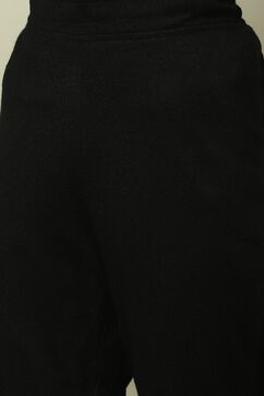 Black Cotton Straight Kurta Pants Suit Set