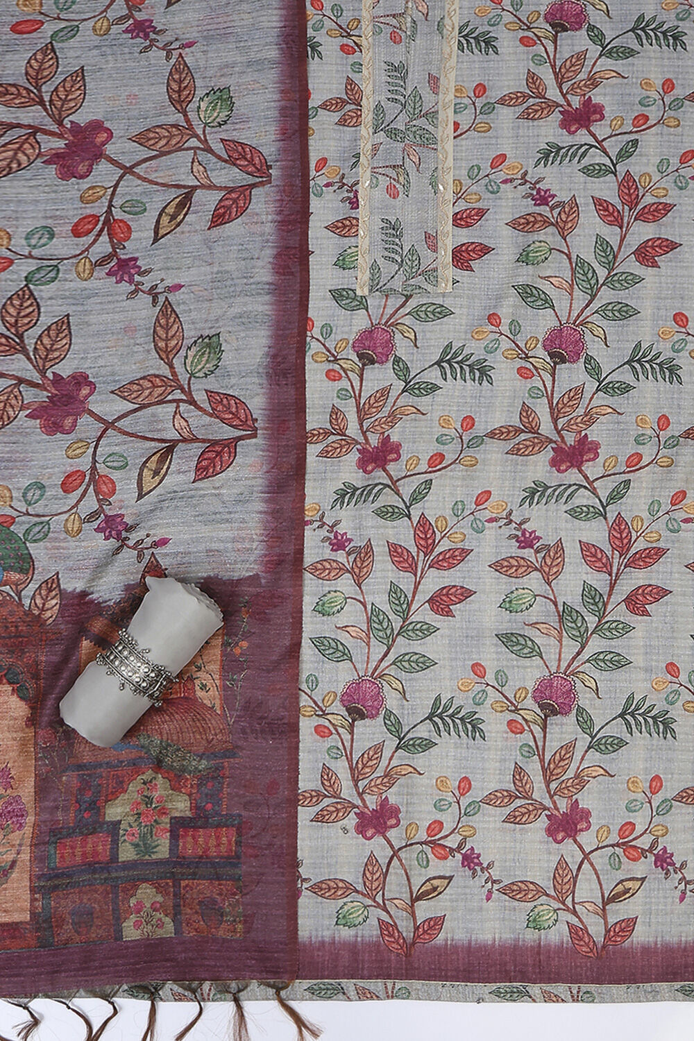 Pch Silk Blend Printed Unstitched Suit Set image number 1