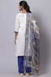 Blue Cotton Unstitched Dress Material Suit Set image number 5