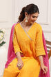 Yellow Cotton Anarkali Suit Set image number 7