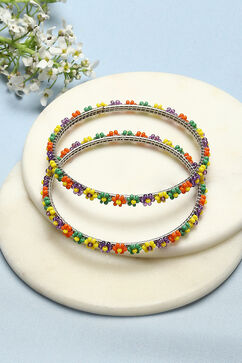Multicolour Metal And Beads Bangles image number 0