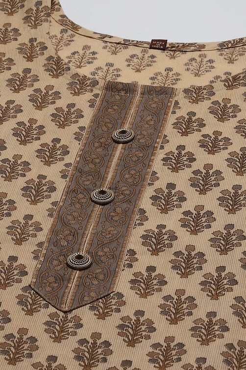 Coffee Brown Cotton Hand Embroidered Unstitched Suit Set image number 2