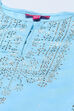 Powder Blue Polyester Straight Printed Suit Set image number 1