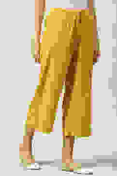 Mustard Cotton Straight Palazzo image number 3