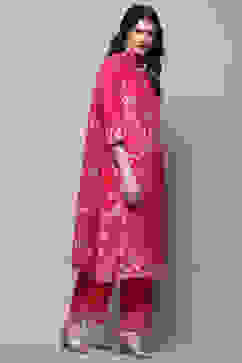 Berry Pink Rayon Straight Suit Set image number 6