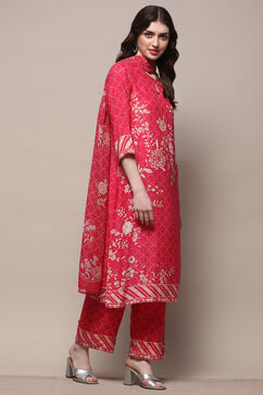 Berry Pink Rayon Straight Suit Set image number 6