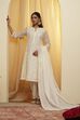 Off-White Embroidered Cotton Silk Kurta Set image number 0