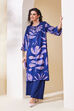 Blue Viscose Rayon A Line Kurta Pants Set image number 0