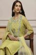Peach Art Silk A-Line Kurta Regular Pant Suit Set image number 6