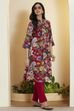Red Poly Viscose Straight Kurta