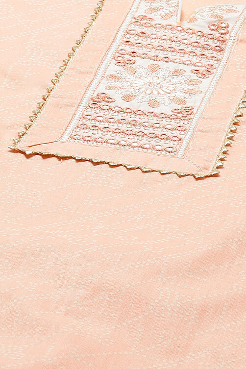 Orange Cotton Screen Print Unstitched Suit Set image number 1