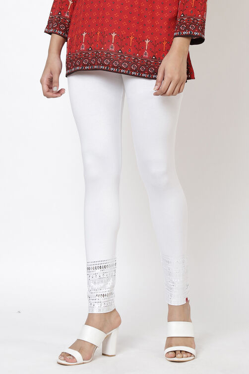 White Viscose & Lycra Leggings image number 0