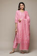 Olive Green Cotton Blend Straight Yarndyed Kurta Suit Set image number 7