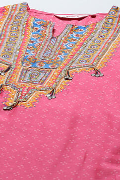 Fuschia Cotton Straight Suit Set image number 1