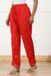 Red Printed Regular Fit Straight Pants image number 2