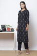 Black Straight Cotton Fusion Wear 2 Piece Set image number 3