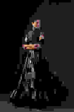 Rohit Bal Navy Cotton Silk Anarkali Printed Suit Set image number 6