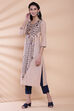 White Cotton Straight Printed Kurta image number 2