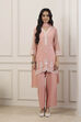 Peach Silk Chanderi Embroidered Straight Suit Set image number 6