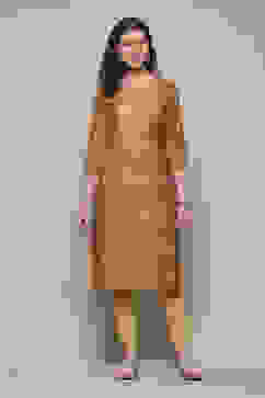 Gold Poly Viscose Straight Printed Kurta image number 3