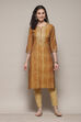 Gold Poly Viscose Straight Printed Kurta image number 3