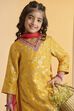 Yellow Floral Printed Straight Sharara Kurta Set image number 1