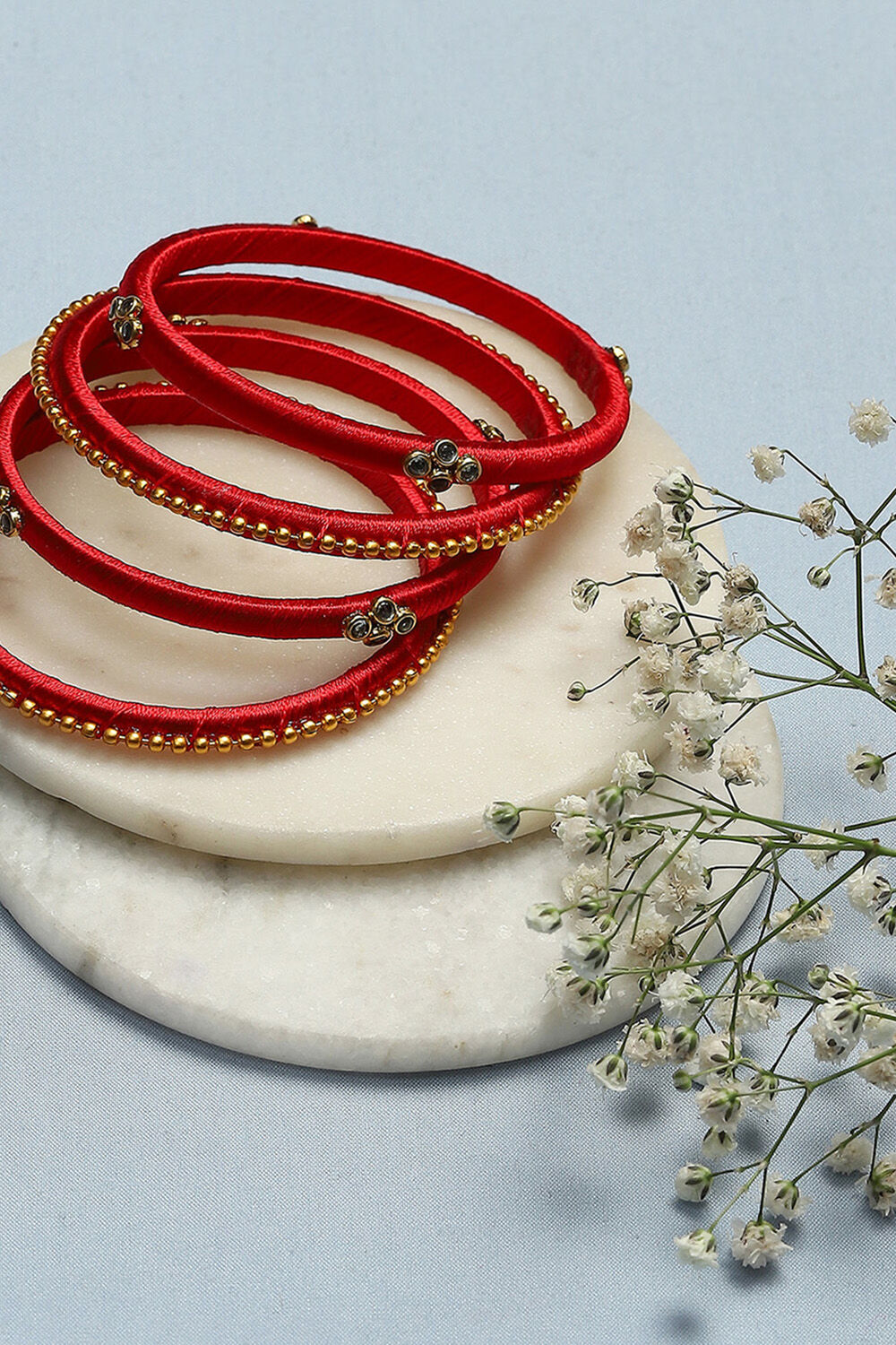 Red colour thread bangles on sale