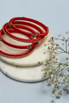 Red Plastic & Thread Bangles image number 0
