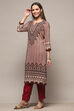 Brown Rayon Straight Kurta image number 2