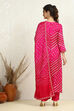 Orange Silk Blend Bandhej Crinkled Unstitched Suit Set image number 4