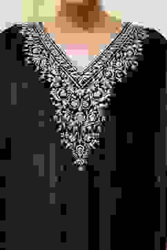 Black Viscose A-Line Suit Set image number 1