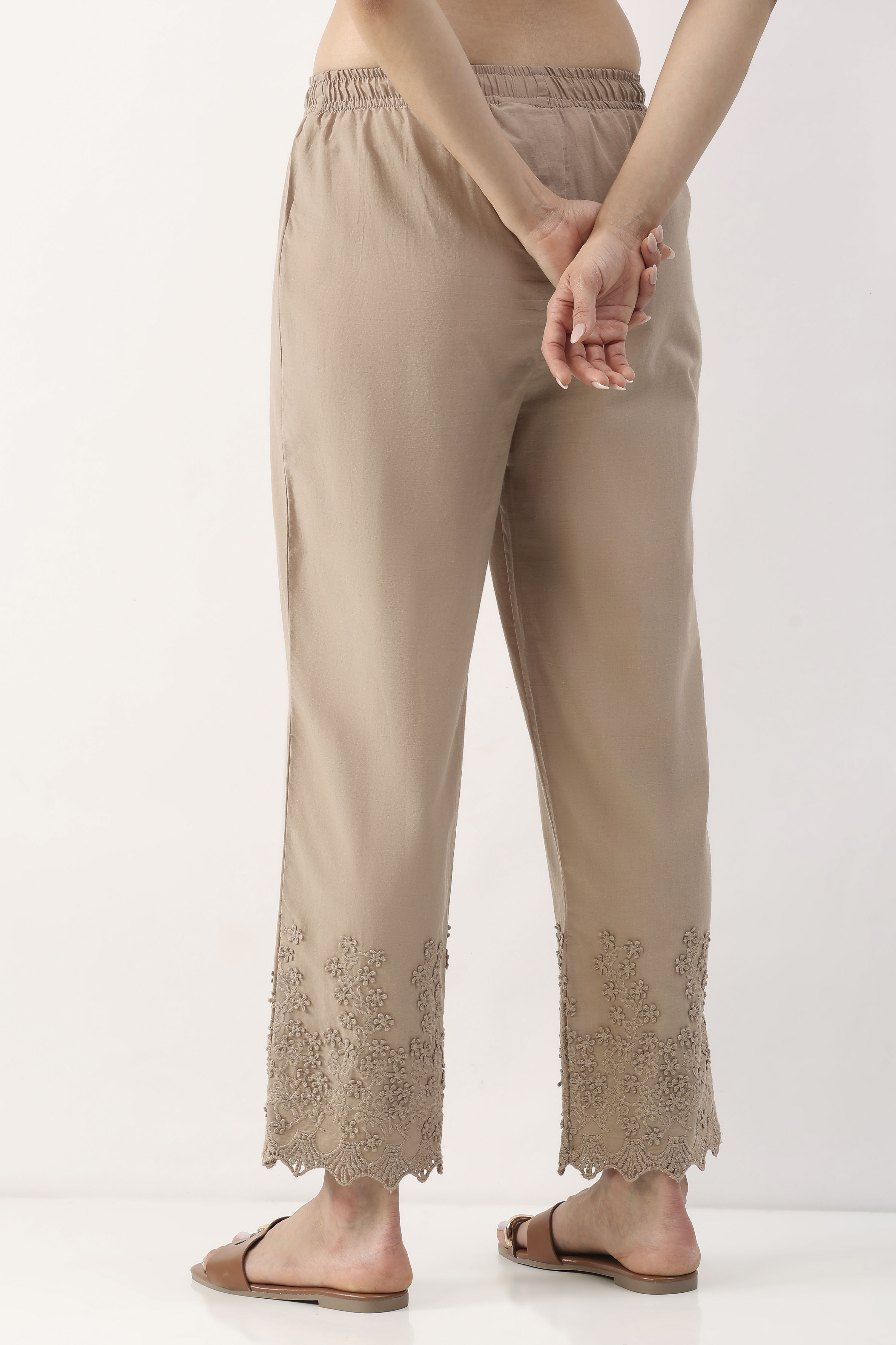 Blush Pink Cotton Straight Pant image number 5