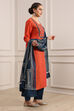 Orange Cotton Handloom Unstitched Suit Set image number 6