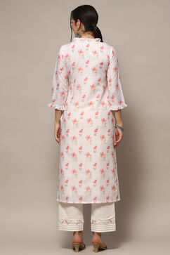 White Pink Cotton Unstitched Suit set image number 6