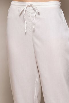 White Blue Cotton Straight Suit Set image number 2