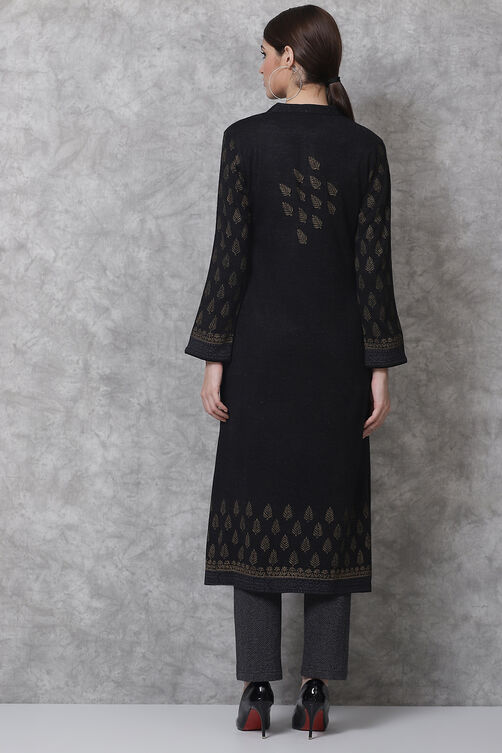 Charcoal Straight Acrylic Kurta image number 5