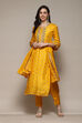 Yellow Banarasi Silk Machine Embroidered Unstitched Suit Set image number 8