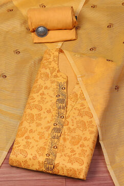 Yellow Cotton Blend Unstitched Suit set image number 0